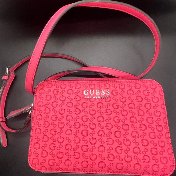 GUESS Hot Pink Patterned Crossbody Bag - Picture 1 of 4
